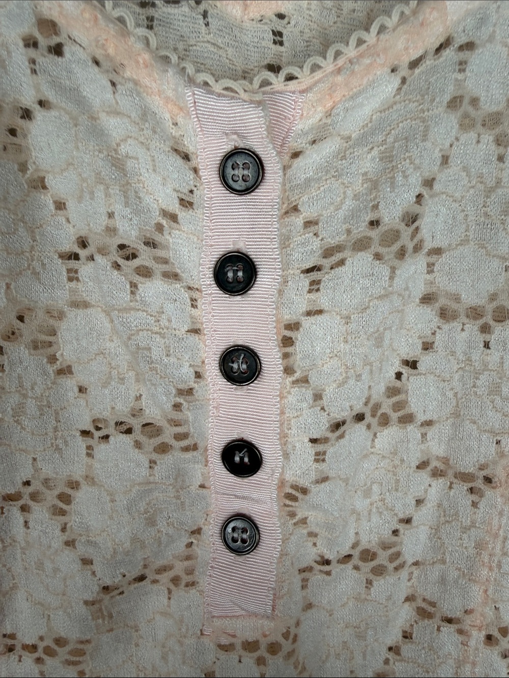 Free People Coquette Fairycore Pink Lace Henley Peplum - Picture 7 of 10